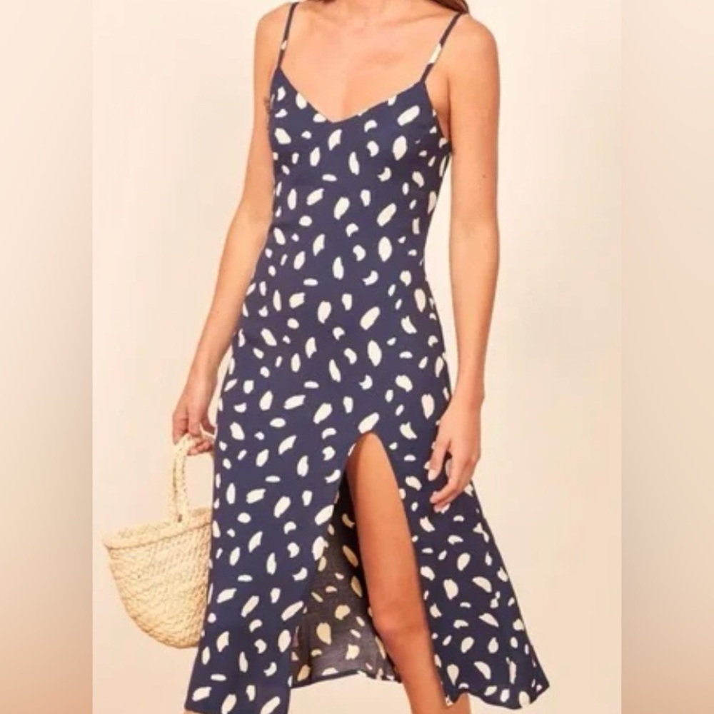 Reformation Crimini Graphic Pattern Crepe Midi Dress size 2